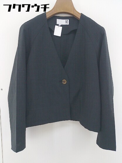 ◇ LAKOLE ショート丈 1B 長袖 ノーカラー ジャケット サイズM ダークグレー レディース 【中古】