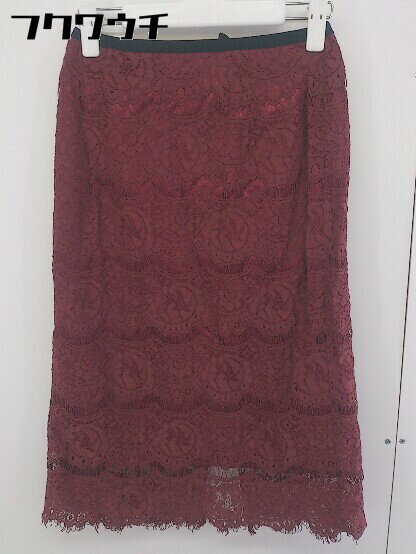 ◇ B:MING by BEAMS Platinum 総刺繍 膝下丈 タイト スカート サイズS レッド系 レディース 【中古】