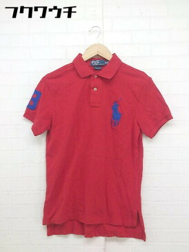 ◇ Polo by Ralph Lauren ポロ バイ ラルフローレン 鹿の子 ビッグポニー 半袖 ポロシャツ サイズM レッド メンズ 【中古】