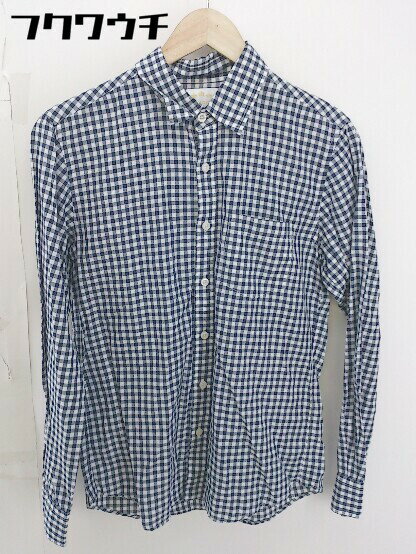 ◇ nano universe ナノユニバース ギンガムチェック 長袖 シャツ ブラウス サイズ M ネイビー ホワイト メンズ 【中古】(4)