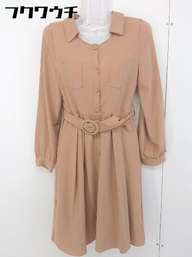 ◇ ◎ MEW'S REFINED CLOTHES ウエストベルト付き 長袖 膝下丈 フレア ワンピース サイズM オレンジ系 レディース 【中古】 ◇ ◎ MEW'S REFINED CLOTHES ウエストベルト付き 長袖 膝下丈 フレア ワンピース サイズM オレンジ系 レディース 【中古】