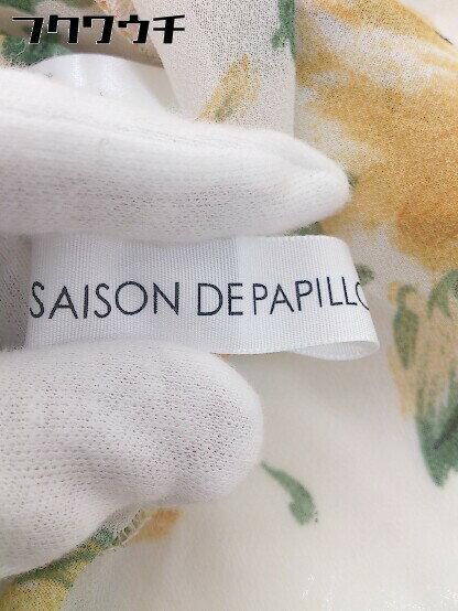 ◇ SAISON DE PAPILLON セゾン ド パピヨン カシュクール 花柄 半袖 膝下丈 ワンピース サイズM ベージュ系 レディース 【中古】