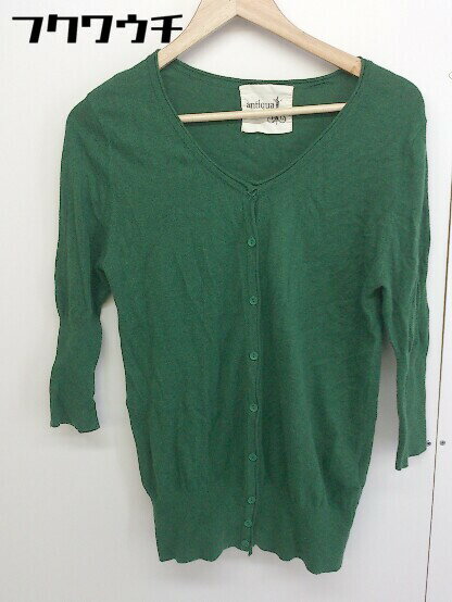 ◇ antiqua アンティカ コットン ニット 長袖 カーディガン サイズ M グリーン レディース メンズ 【中古】