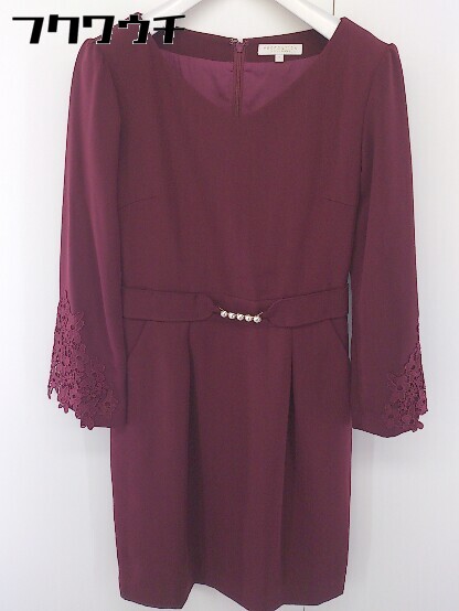 ◇ PROPORTION BODY DRESSING レース パール 長袖 膝丈 ワンピース サイズ2 ボルドー レディース 【中古】