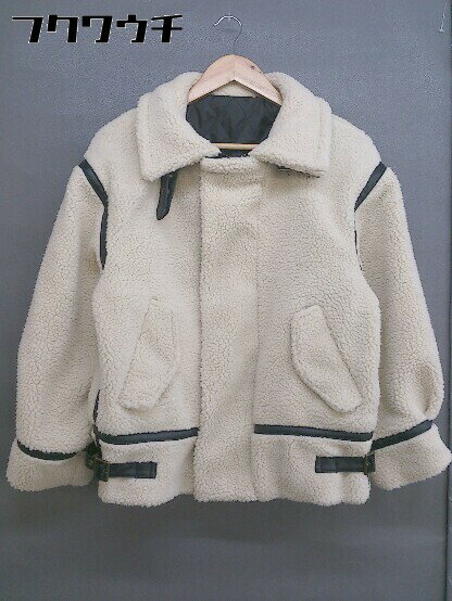 ■ continuer de NICE CLAUP 中綿 パイピング 長袖 ボア ジャケット サイズ M ベージュ ブラック レディース 【中古】