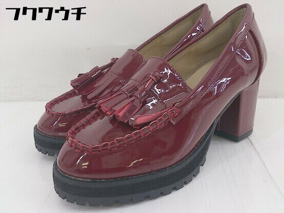 ◇ OLIVE des OLIVE オリーブ デ オリーブ Uチップ チャンキーヒール ローファー パンプス サイズS レッド レディース 【中古】