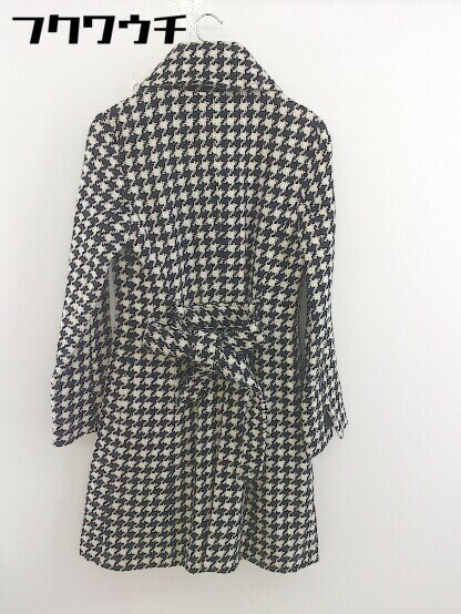 ■ ◎ LE SOUK ルスーク 総柄 ベルト付 長袖 コート サイズ38 アイボリー ブラック レディース 【中古】