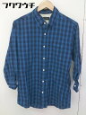 ◇ nano universe ナノユニバース ギンガムチェック 長袖 シャツ サイズM ネイビー ブルー メンズ 【中古】