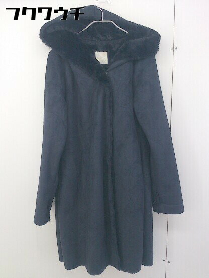 ■ earth music&ecology アース ミュージック&エコロジー 裏起毛 長袖 コート サイズF ネイビー レディース 【中古】