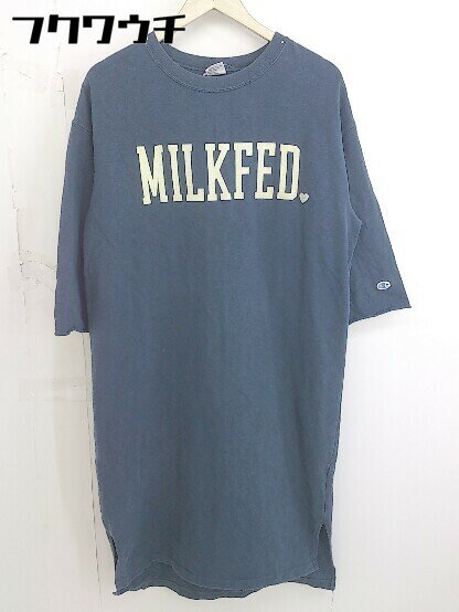 ◇ Champion チャンピオン × MILKFED. ミルクフェド 長袖 ロング ワンピース サイズM ネイビー レディース 【中古】