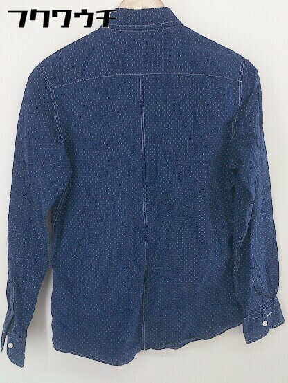 ◇ nano universe ナノ ユニバース ドット 水玉 長袖 シャツ サイズS ネイビー ベージュ系 メンズ 【中古】