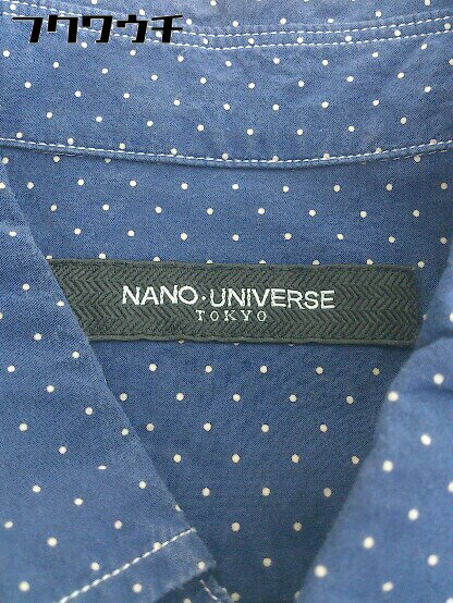 ◇ nano universe ナノ ユニバース ドット 水玉 長袖 シャツ サイズS ネイビー ベージュ系 メンズ 【中古】