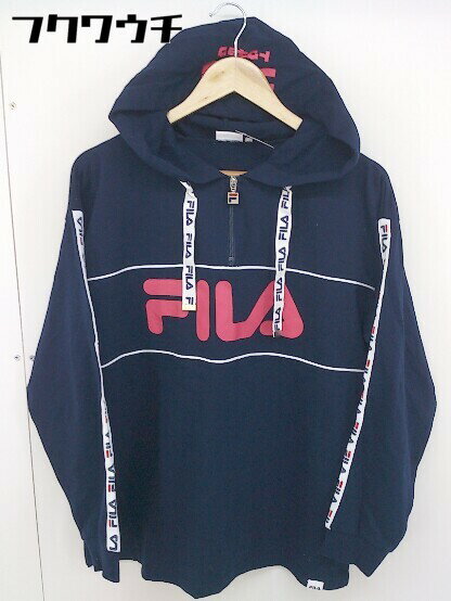 ◇ CECIL McBEE セシルマクビー × FILA フィラ コラボ ハーフジップ 長袖 パーカー サイズM ネイビー系 レディース 【中古】