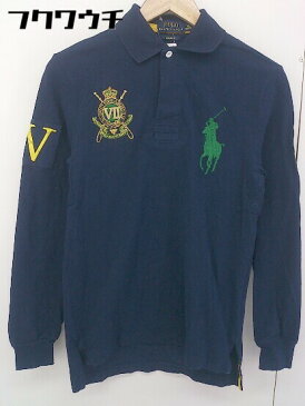 ◇ POLO RALPH LAUREN ポロ ラルフローレン 鹿の子 ビッグポニー 長袖 ポロシャツ サイズXS 165/88A ネイビー系 メンズ 【中古】