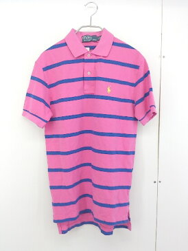 ◇ Polo by Ralph Lauren ボーダー 鹿の子 ビッグポニー 半袖 ポロシャツ サイズXS 165/88A ピンク ブルー メンズ 【中古】