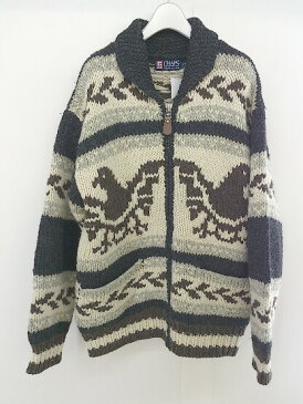 ◇ CHAPS RALPH LAUREN ジップアップ 長袖 カウチン セーター サイズM チャコールグレー ベージュ メンズ 【中古】