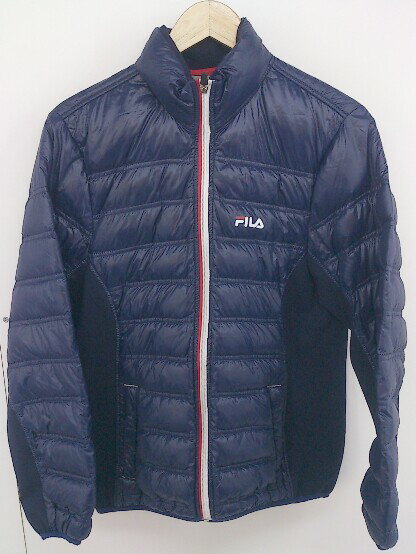 ◇ FILA フィラ 長袖 ダウン ジャケット ブルゾン サイズM ネイビー メンズ 【中古】