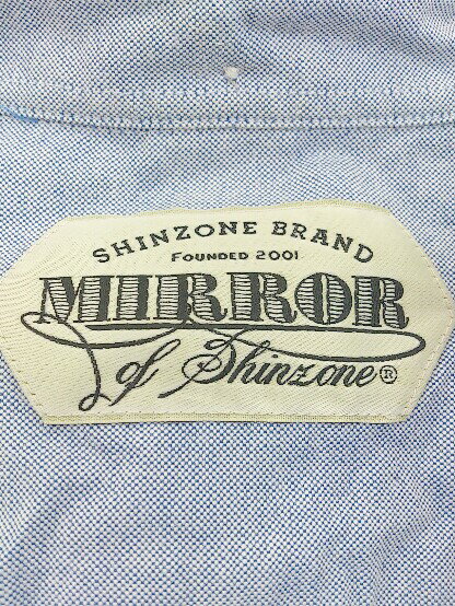 ◇ ◎ MIRROR OF Shinzone ミラーオブシンゾーン ボタンダウン BD 長袖 シャツ サイズ36 ネイビー ホワイト メンズ 【中古】