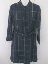 ◇ ◎ IENA イエナ ベルト付 チェック 長袖 膝下丈 ワンピース ネイビー レディース 【中古】