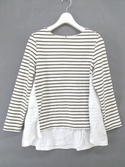 ◇ AuieF アウィーエフ ボーダー チュールドッキング 長袖 カットソー サイズ38 ホワイト ブラウン レディース 【中古】