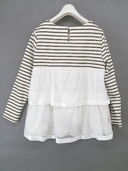 ◇ AuieF アウィーエフ ボーダー チュールドッキング 長袖 カットソー サイズ38 ホワイト ブラウン レディース 【中古】