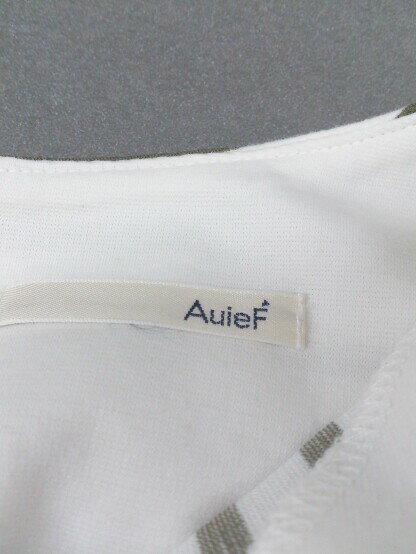 ◇ AuieF アウィーエフ ボーダー チュールドッキング 長袖 カットソー サイズ38 ホワイト ブラウン レディース 【中古】