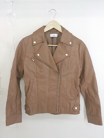 ◇ selectMOCA セレクトモカ フェイクレザー 長袖 ライダースジャケット サイズM ブラウン系 レディース 【中古】
