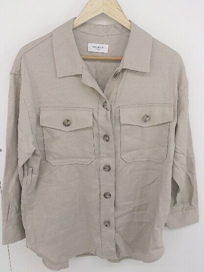 ◇ ◎ OPAQUE.CLIP オペークドットクリップ タグ付 リネン混 長袖 シャツ サイズ38 ベージュ レディース 【中古】