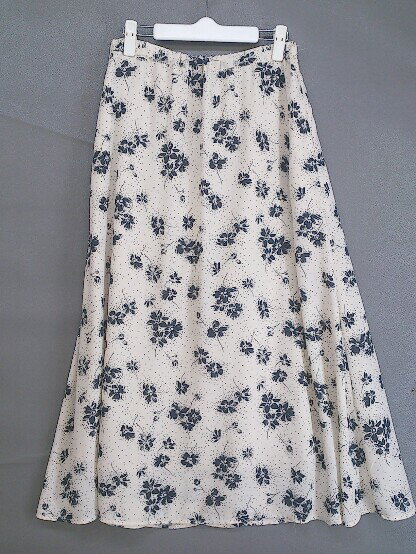 ◇ coen コーエン ウエストゴム 花柄 ロング フレア スカート サイズM アイボリー ネイビー レディース 【中古】