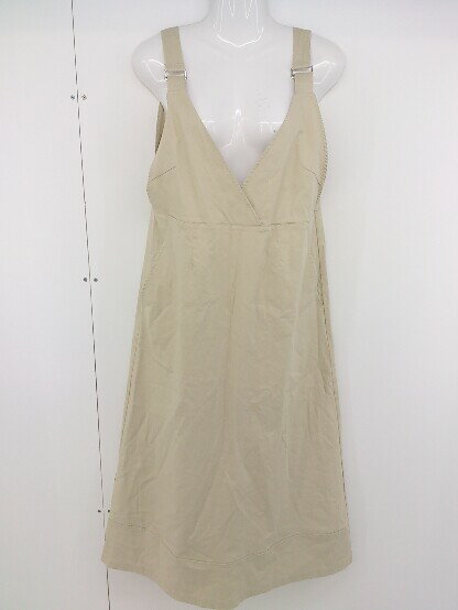 ◇ AuieF アウィーエフ フロントボタン Vネック ロング ジャンパースカート サイズ 38 ベージュ レディース 【中古】