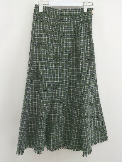 ◇ Chez toi シェトワ switch by arch チェック ロング フレア スカート サイズF グリーン系 レディース 【中古】
