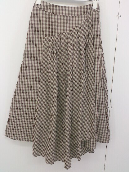 ◇ MOUSSY マウジー GINGHAM ロング フレア スカート サイズ0 ベージュ系 ブラウン系 レディース 【中古】(4)