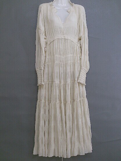 ◇ AMERI アメリ シャーリング プリーツ 01010520880 長袖 ロング ワンピース サイズM ベージュ レディース 【中古】のサムネイル