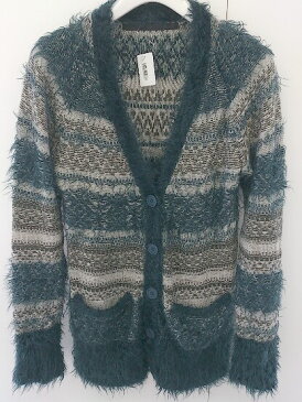 ◇ KBF+ URBAN RESEARCH 長袖 シャギー ニット カーディガン サイズF グレー ダークグリーン系 レディース 【中古】