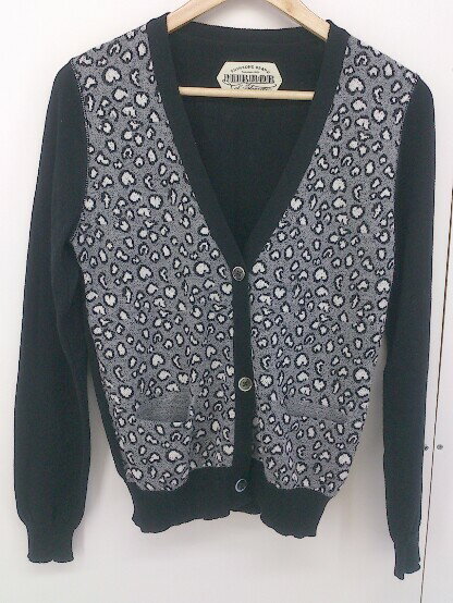 ◇ MIRROR OF Shinzone 総柄 コットン ウール ニット 長袖 カーディガン サイズFO ブラック グレー レデ..