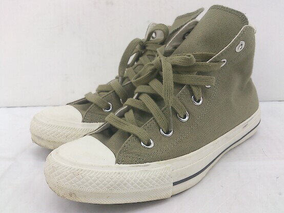 ◇ CONVERSE × MARGARET HOWELL ALLSTAR 100 HI 1CL735 別注 スニーカー シューズ サイズ24.5cm カーキ レディース 【中古】