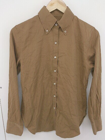◇ ◎ TOMORROWLAND トゥモローランド ボタンダウン BD 長袖 シャツ ブラウス ブラウン レディース 【中古】