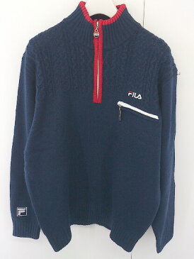 ◇ FILA フィラ ハーフジップ 長袖 ニット セーター サイズM ネイビー メンズ 【中古】