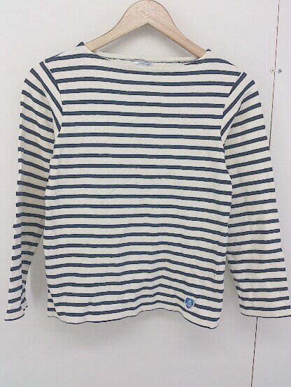 ◇ ORCIVAL オーシバル フランス製 ボーダー 長袖 バスク シャツ カットソー アイボリー ネイビー レディース 【中古】