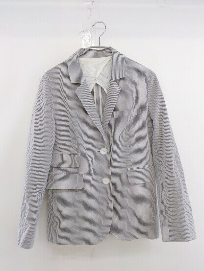 ◇ MIRROR OF Shinzone シンゾーン ストライプ 2B 長袖 テーラード ジャケット サイズ38 ホワイト グレ..