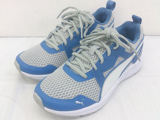 ◇ PUMA プーマ PURE JOGGER Jr 370575-01 キッズ 子供靴 スニーカー シューズ サイズ22cm ブルー シルバー メンズ 【中古】