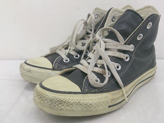 ◇ CONVERSE LEATHER ALL STAR HI 18616 ハイカット スニーカー シューズ サイズ23.5cm ブラック レディース 【中古】