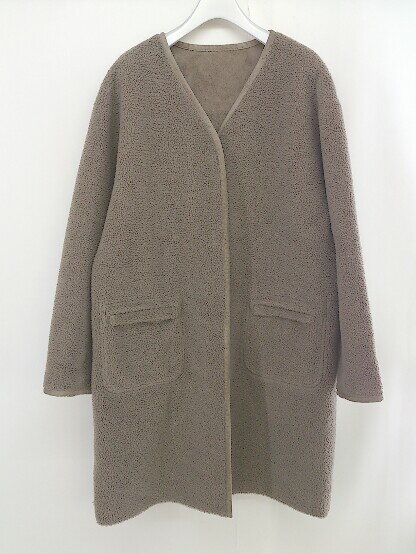 ■ Sonny Label サニーレーベル URBAN RESEARCH リバーシブル ボア 長袖 ノーカラー コート サイズF ベージュ レディース 【中古】