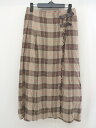 ◇ NATURAL BEAUTY BASIC チェック ラップ巻き風 21AW ロング フレア スカート サイズM ベージュ ブラウン レディース 【中古】(4)