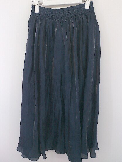 ◇ BEAMS HEART ビームス ハート ウエストシャーリング ロング フレア スカート ネイビー ブラック レディース 【中古】