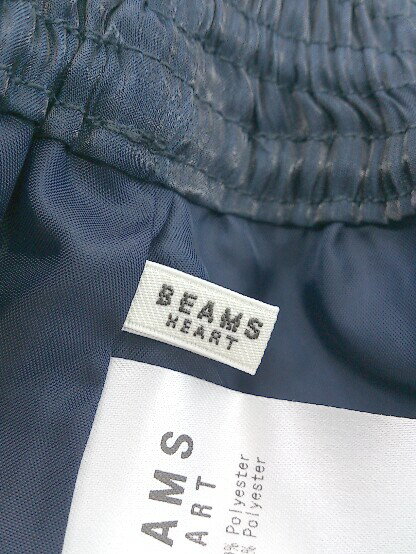 ◇ BEAMS HEART ビームス ハート ウエストシャーリング ロング フレア スカート ネイビー ブラック レディース 【中古】