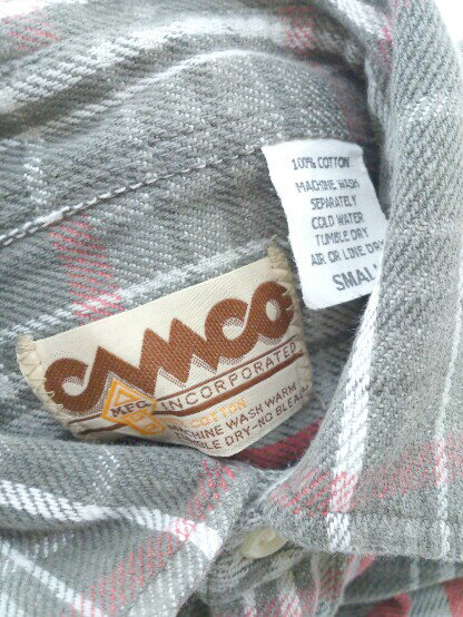 ◇ CAMCO カムコ チェック 長袖 ヘビー ネル シャツ サイズS グレー系 レッド系 メンズ 【中古】