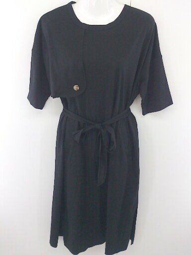 ◇ ◎ merlot メルロー 半袖 膝下丈 ワンピース ブラック レディース 【中古】 ◇ ◎ merlot メルロー 半袖 膝下丈 ワンピース ブラック レディース 【中古】