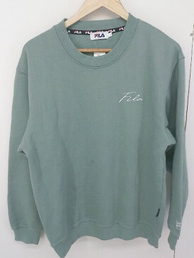 ◇ FILA フィラ 裏起毛 長袖 トレーナー サイズL グリーン系 メンズ 【中古】