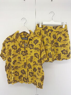 ◇ reyn spooner 総柄 ウエストゴム パンツ シャツ セットアップ 上下 サイズL イエロー ブラウン系 レディース 【中古】